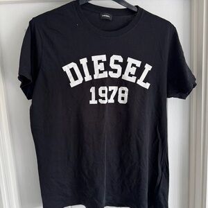 Diesel Men's Classic Black Tee with White Logo